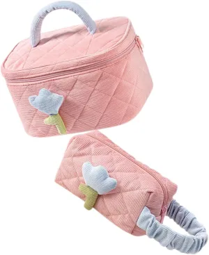 NOLITOY Large Capacity Makeup Travel Cosmetic Bag Quilted Toiletry Bag Hook Women's Travel Toiletry Bag Makeup Organizer Portable and Sturdy