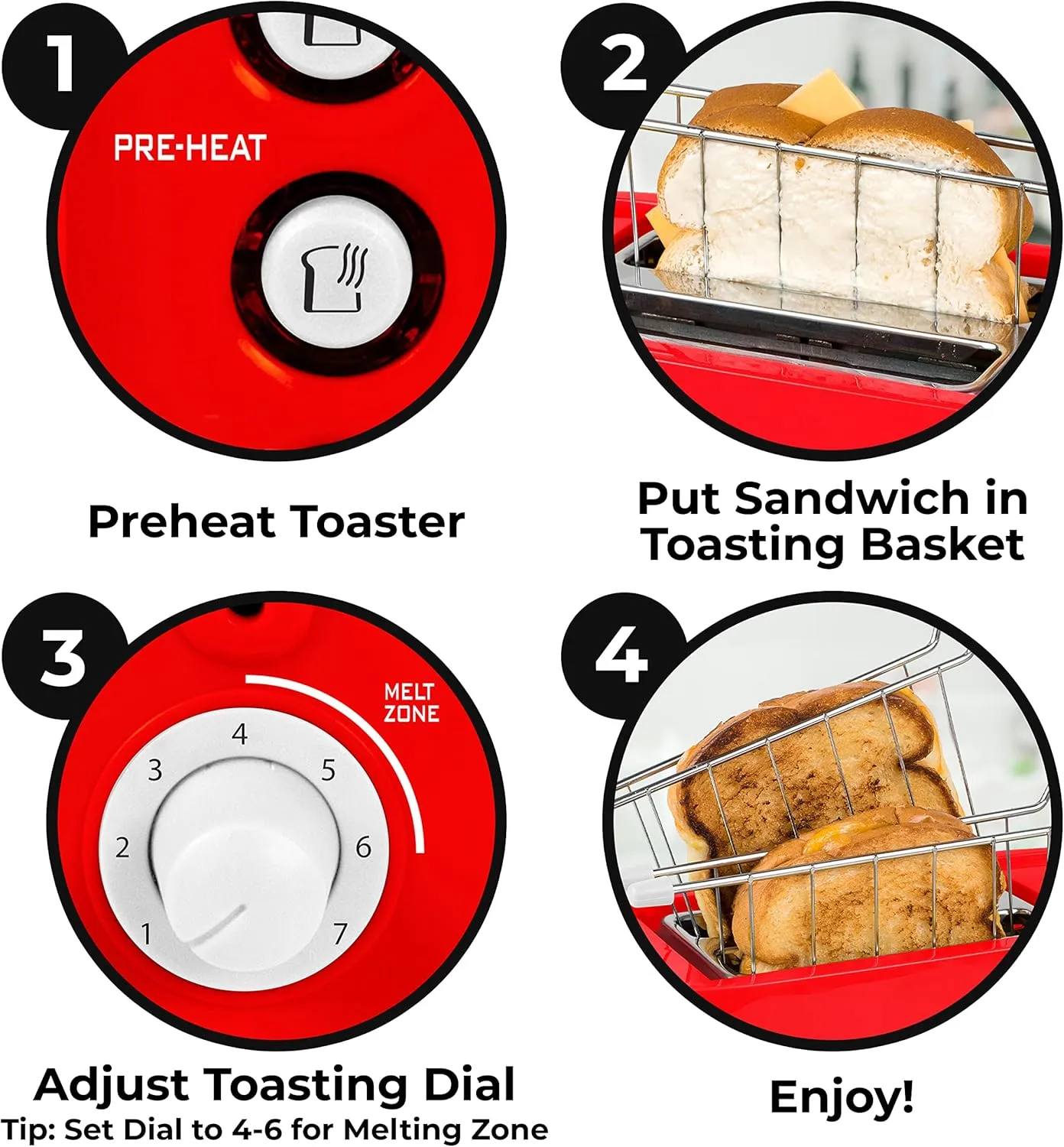 Nostalgia Coca-Cola Grilled Cheese Toaster with Easy-Clean Toaster Baskets and Adjustable Toasting Dial, Red, 2-Slot