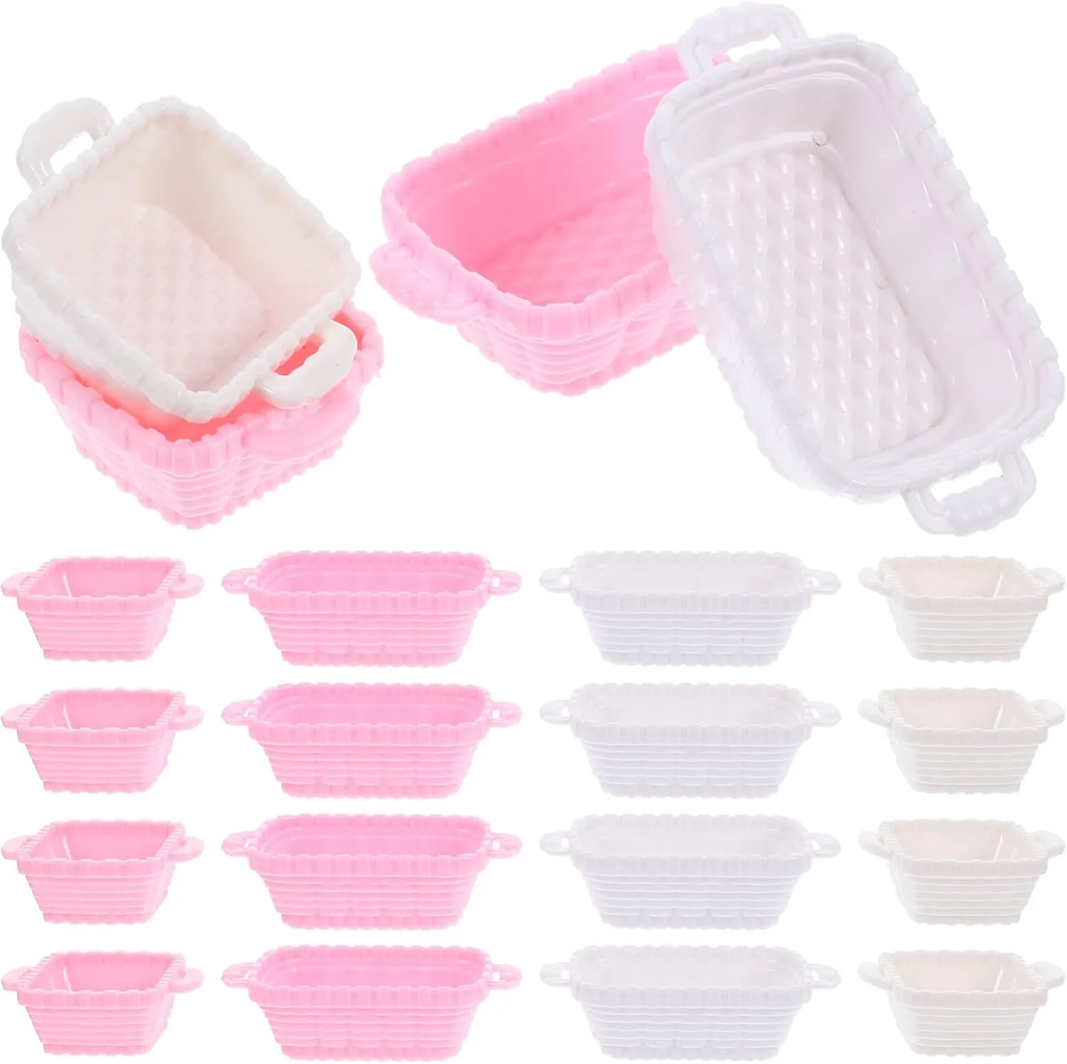 NUOBESTY 32pcs Miniature Dollhouse Bread Basket 1:12 Mini Fake Food Baskets Fruit Basket Playset Shopping Baskets Model Photography Props for Dollhouse Kitchen Picnic Party Decor
