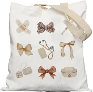 Nurse Tote Bag, Nursing Canvas Tote Bags for Women, Nurses Week Day Appreciation Gifts, Reusable Grocery Shopping Bags