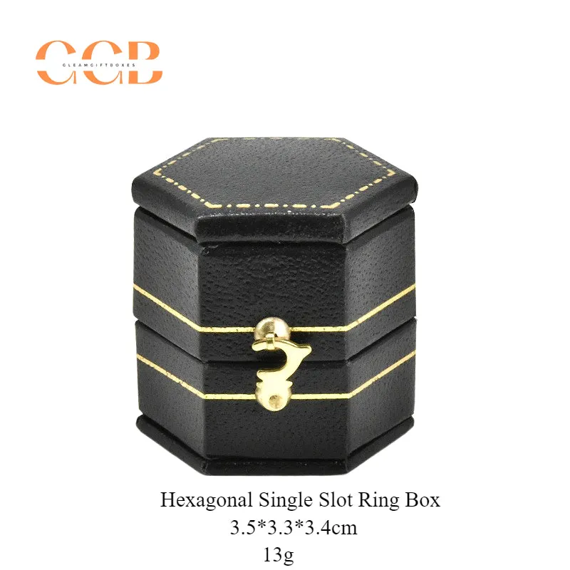 Octagon Vintage Velvet PU Leather Ring Box for Proposal or Wedding