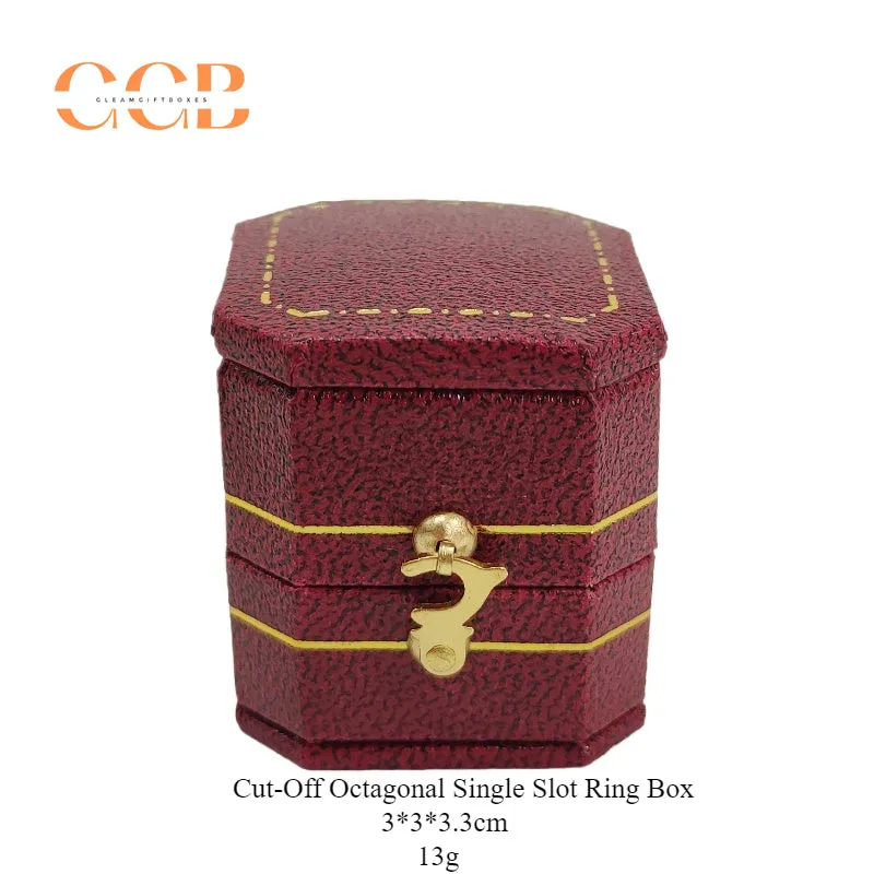 Octagon Vintage Velvet PU Leather Ring Box for Proposal or Wedding