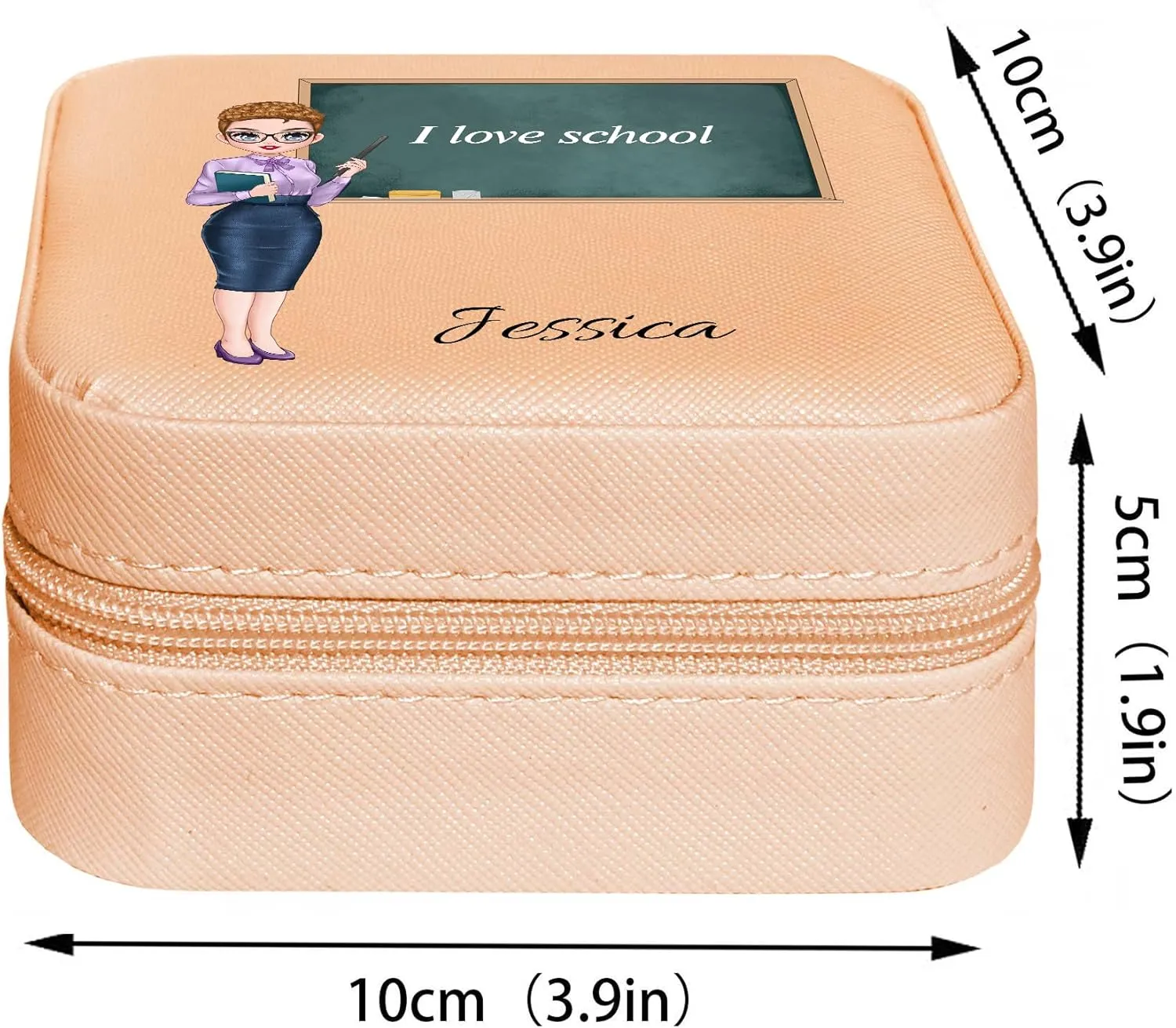 ODB Personalized Portable Jewelry Box, Travel Essentials for Women, Mini Organizer, Customized Small Case With Initials, Gift for Girls, Teen, Woman (Teacher)