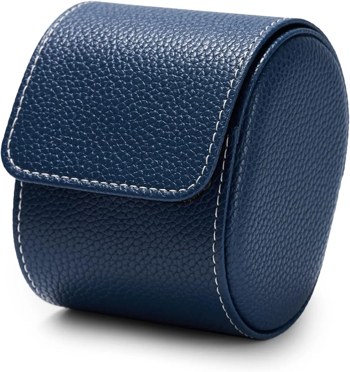 Oirlv Luxury Leather Travel Watch Case Single Watch Box for Men and Women Portable Jewelry Watch Storage Roll Organizer(Blue)