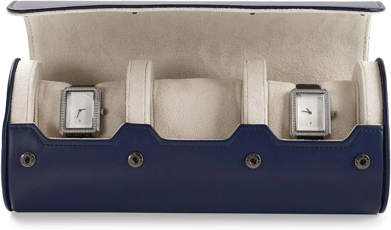 Oirlv Luxury Leather Watch Organizer Case Watch Box for Mens Jewelry Gift Box for Birthday Fathers Day Anniversary(3 slots, Royal Blue)