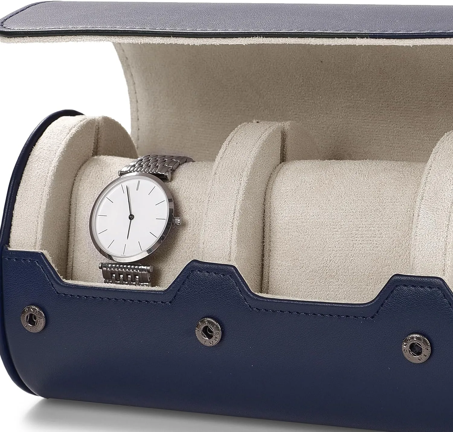 Oirlv Luxury Leather Watch Organizer Case Watch Box for Mens Jewelry Gift Box for Birthday Fathers Day Anniversary(3 slots, Royal Blue)