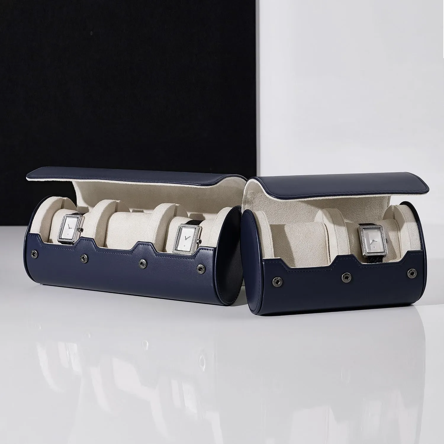 Oirlv Luxury Leather Watch Organizer Case Watch Box for Mens Jewelry Gift Box for Birthday Fathers Day Anniversary(3 slots, Royal Blue)