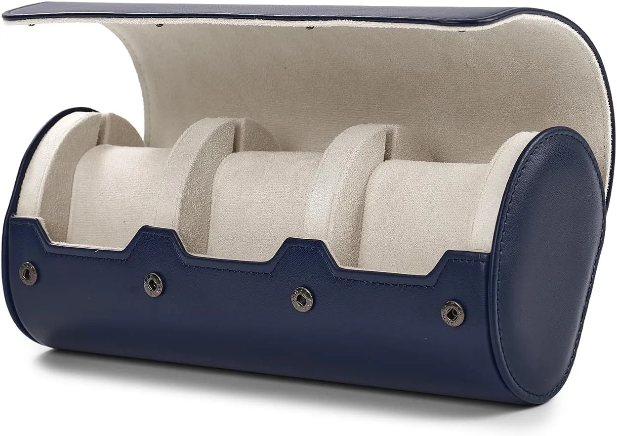 Oirlv Luxury Leather Watch Organizer Case Watch Box for Mens Jewelry Gift Box for Birthday Fathers Day Anniversary(3 slots, Royal Blue)