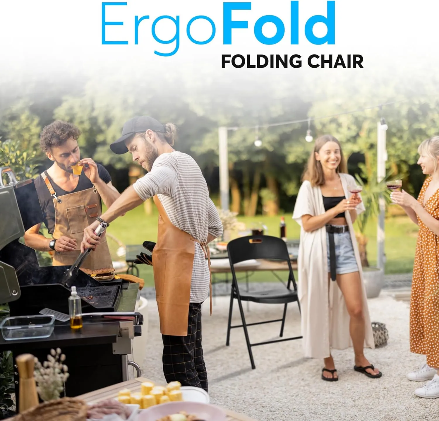 Oline Folding Chair, Indoor Outdoor Plastic Commercial Stackable Foldable Guest Chairs for Events Office Wedding Party Picnic Kitchen Dining, 350lb Capacity (Black, 4 Pack)