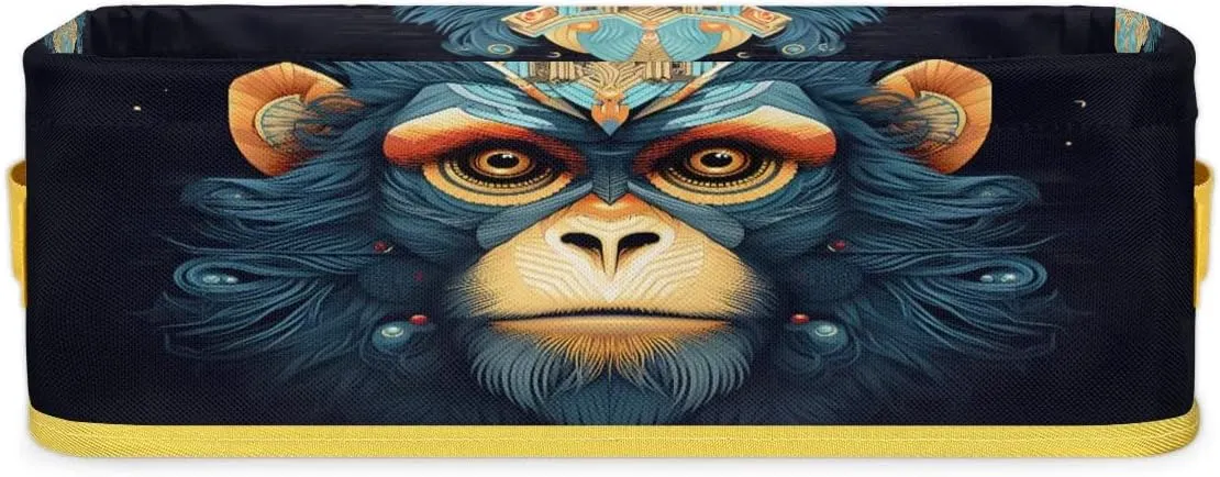 Orangutan Animal Blue Bathroom Storage Basket, Foldable with Handle Open Countertop Paper Towel Decorative Box, Toilet Tank Top Shelf Baskets for Home Closet Bedroom Living Room Office