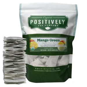 Organic Positively Tea Company, Mango Green Tea Bags, 100 Count, Eco-Friendly Tea Bags, Non-GMO