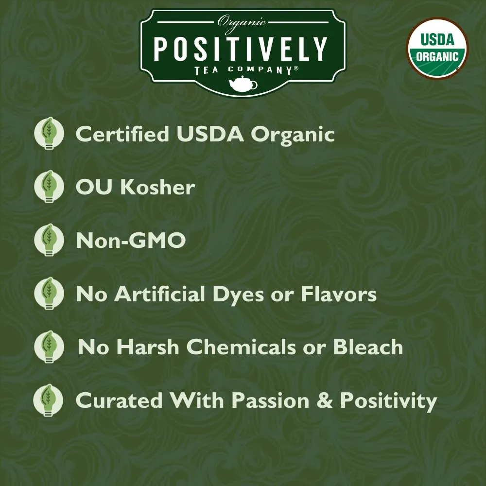 Organic Positively Tea Company, Mango Green Tea Bags, 100 Count, Eco-Friendly Tea Bags, Non-GMO