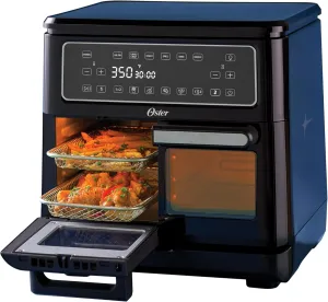 Oster 11-Quart Flex Air Fryer Oven, Dual Cooking Zones, 6 Functions, Dual Air Fry Baskets, Match and Sync Finish Timer, Integrated Storage Drawer