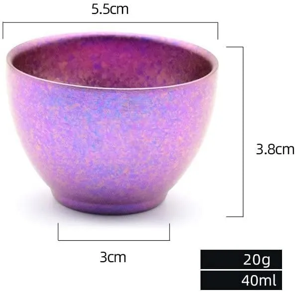 Outdoor Portable Pure Titanium Double Layer Kung Fu Tea Cup 40ML(Purple)