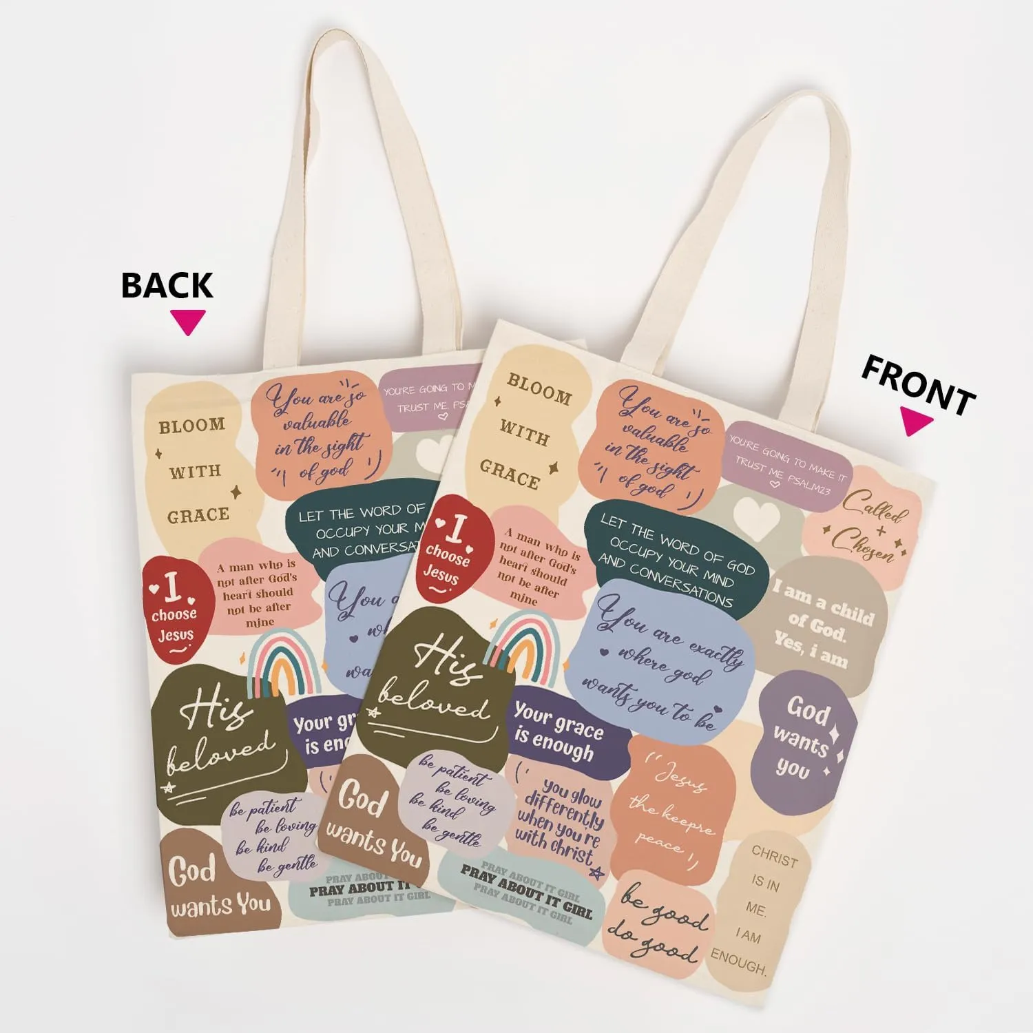 OUZ Stylish Reusable Canvas Tote Bag for Women, Lightweight & Durable Shoulder Bag for Shopping, Work, Gym, Beach, Travel