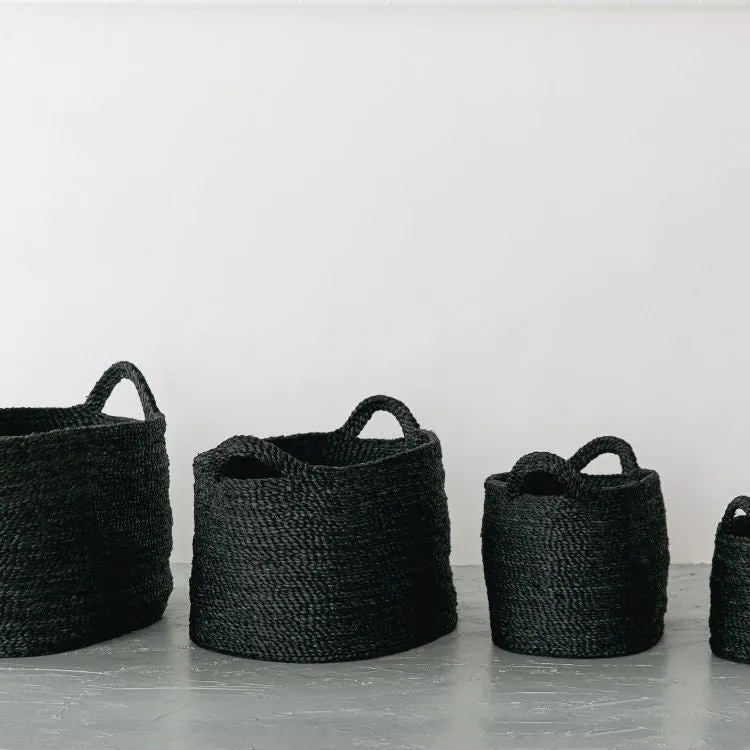Oval Jute Baskets - Charcoal