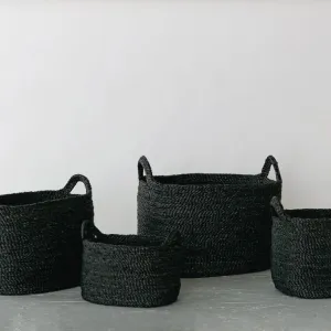 Oval Jute Baskets - Charcoal