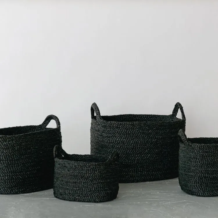 Oval Jute Baskets - Charcoal