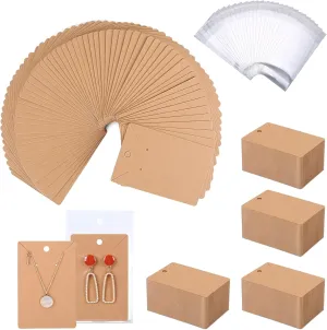 ovsor 500 Pcs Earring Display Cards - Necklace Packing Card with 500 Pcs Bags, for Earrings Necklace Jewelry Display Packaging, DIY, Craft, Retail