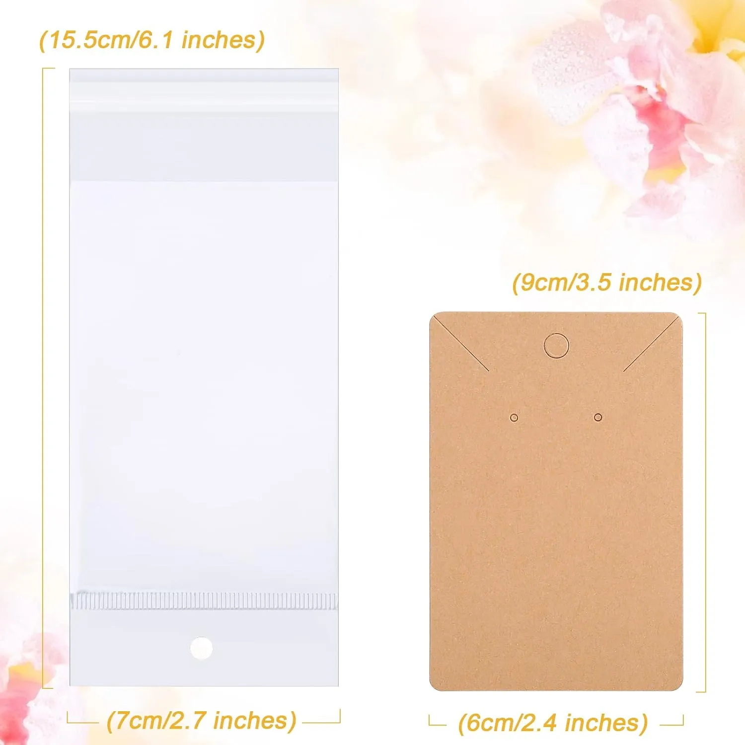 ovsor 500 Pcs Earring Display Cards - Necklace Packing Card with 500 Pcs Bags, for Earrings Necklace Jewelry Display Packaging, DIY, Craft, Retail