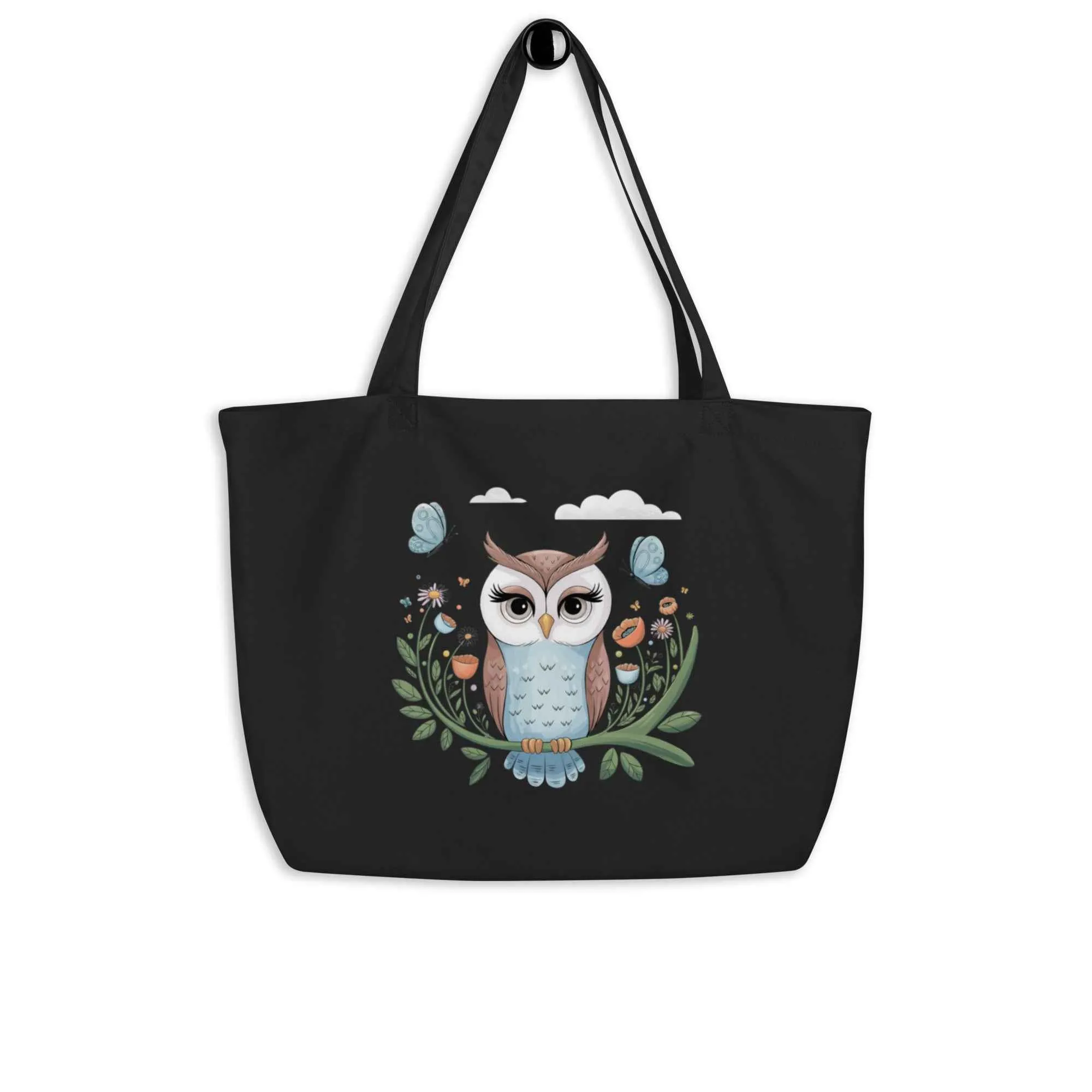 Owl Large Eco-Friendly Organic Tote Bags - Durable & Roomy Shopping Solution