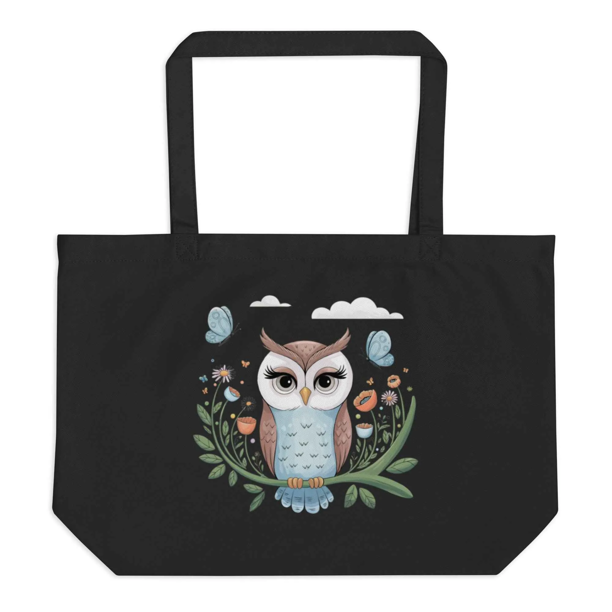Owl Large Eco-Friendly Organic Tote Bags - Durable & Roomy Shopping Solution