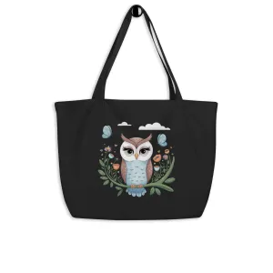 Owl Large Eco-Friendly Organic Tote Bags - Durable & Roomy Shopping Solution