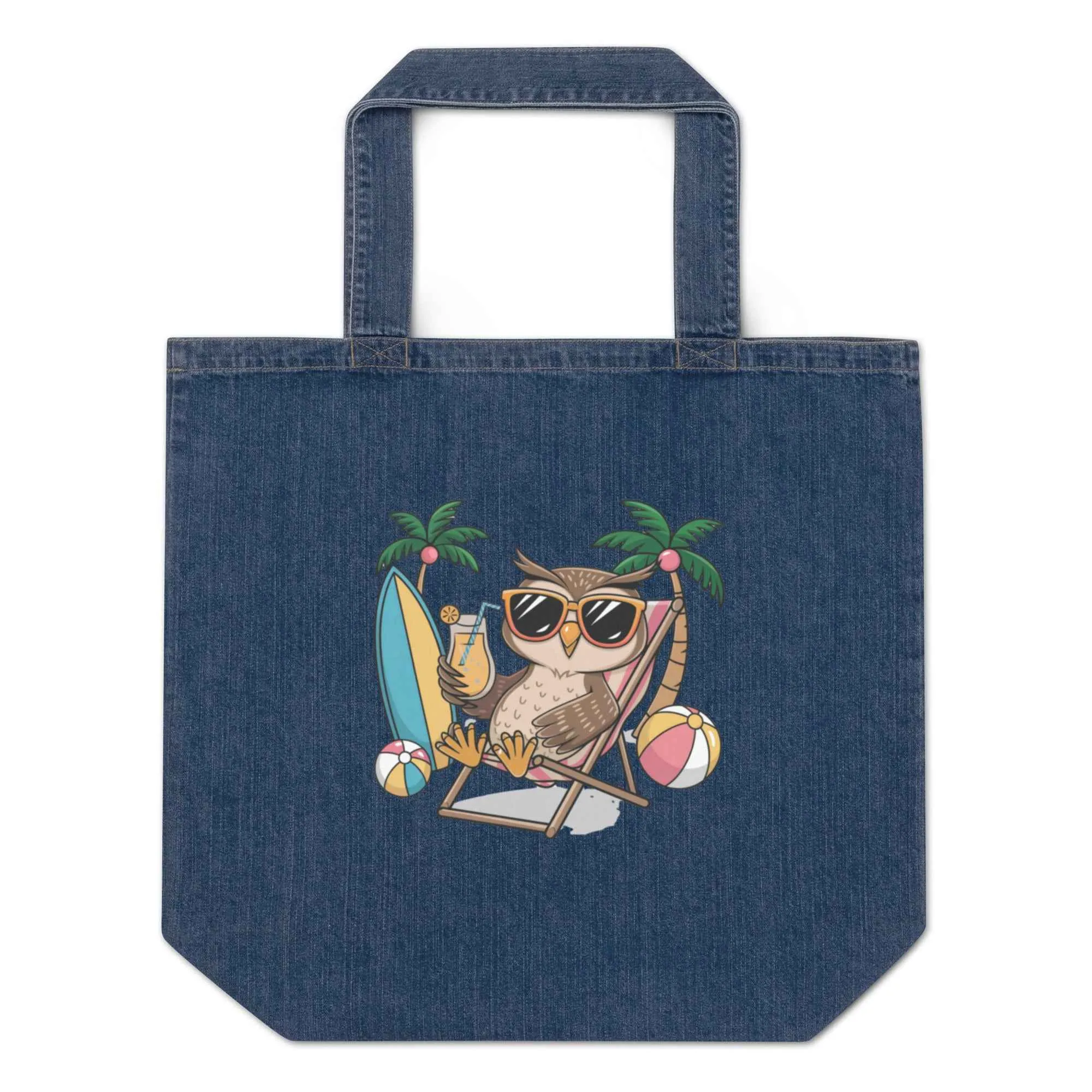 Owl Themed Organic Denim Tote Bags: Eco-Friendly Durability Meets Timeless Style