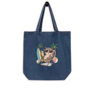 Owl Themed Organic Denim Tote Bags: Eco-Friendly Durability Meets Timeless Style