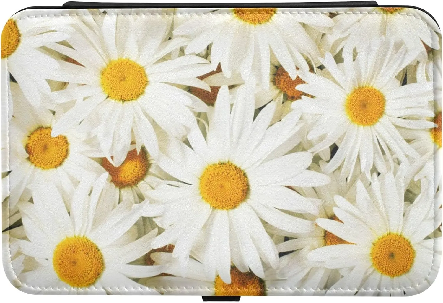 Oyihfvs Seamless White Daisy Flowers Texture Leather Jewelry Bag, Jewelry Storage, Portable Jewelry Organizer Boxes for Women Lady Necklace, Earrings, Rings, Bracelet