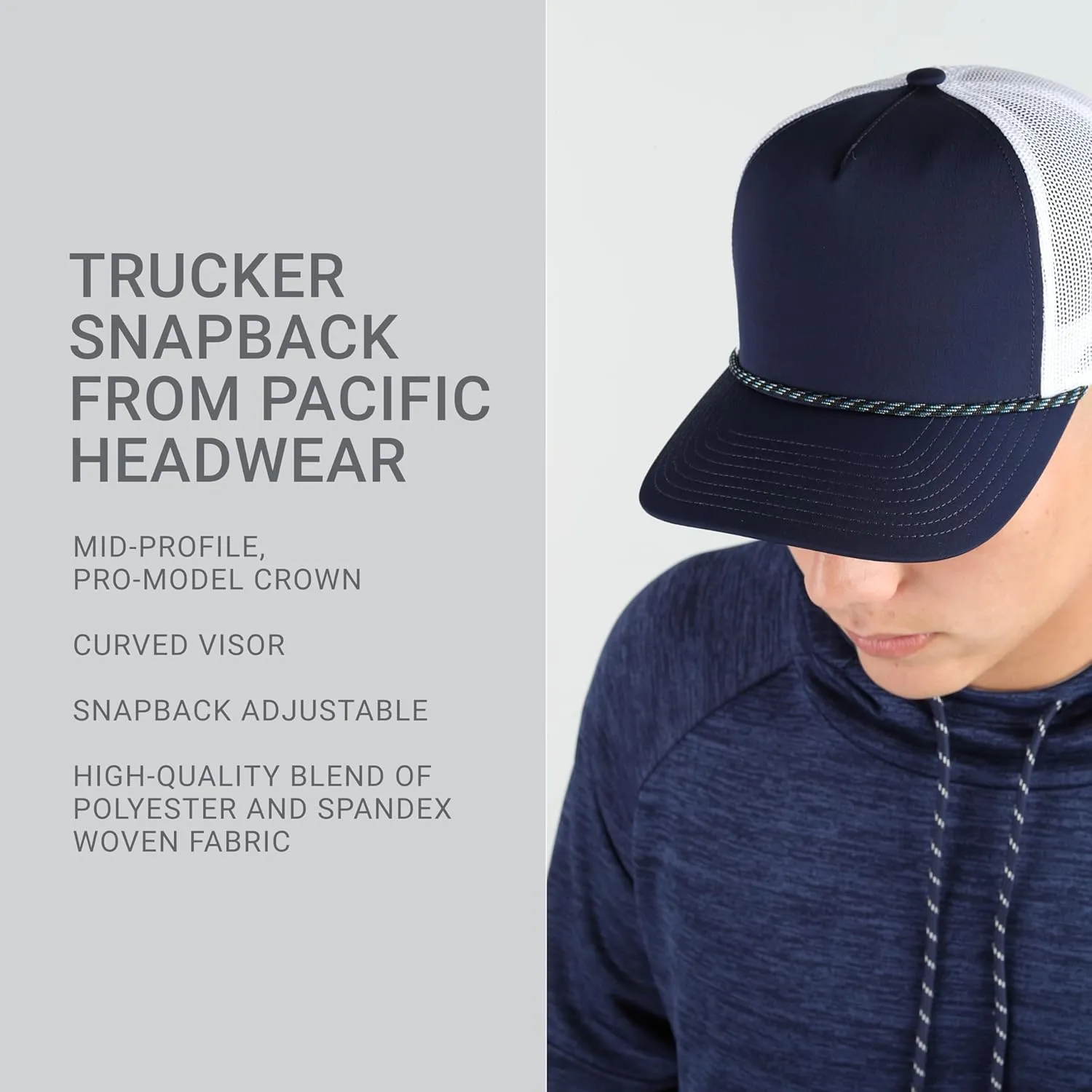 Pacific Headwear Weekender Trucker Cap-Stylish Rope Hat Design for Outdoor Adventures and Leisure Activities