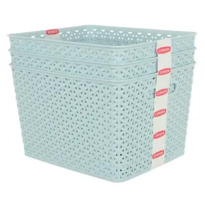 Pack of 3 Curver My Style Home Storage Baskets Woven Plastic Boxes
