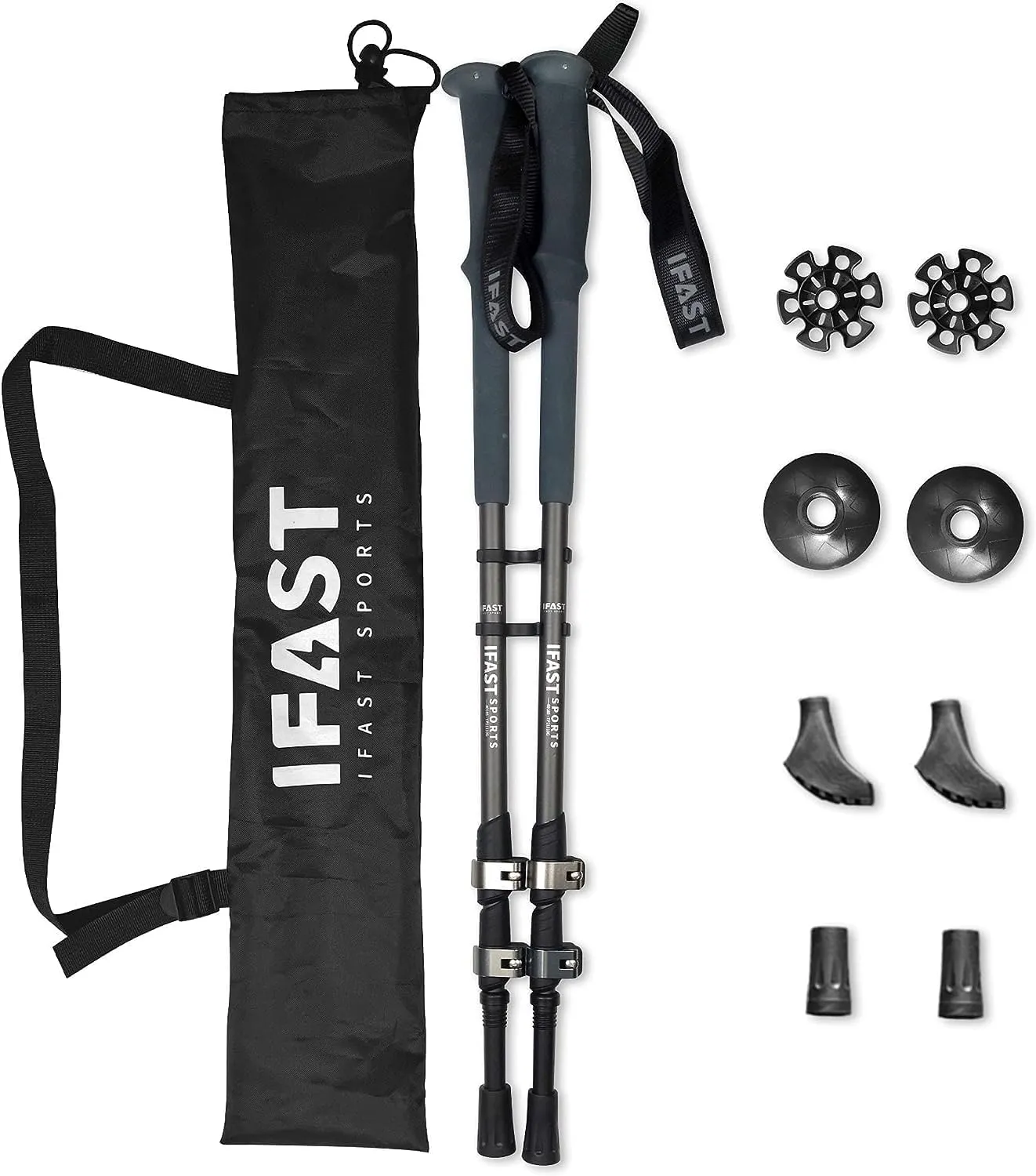 Pair of 2 Trekking Walking Hiking Sticks Anti-Shock Adjustable Alpenstock Poles