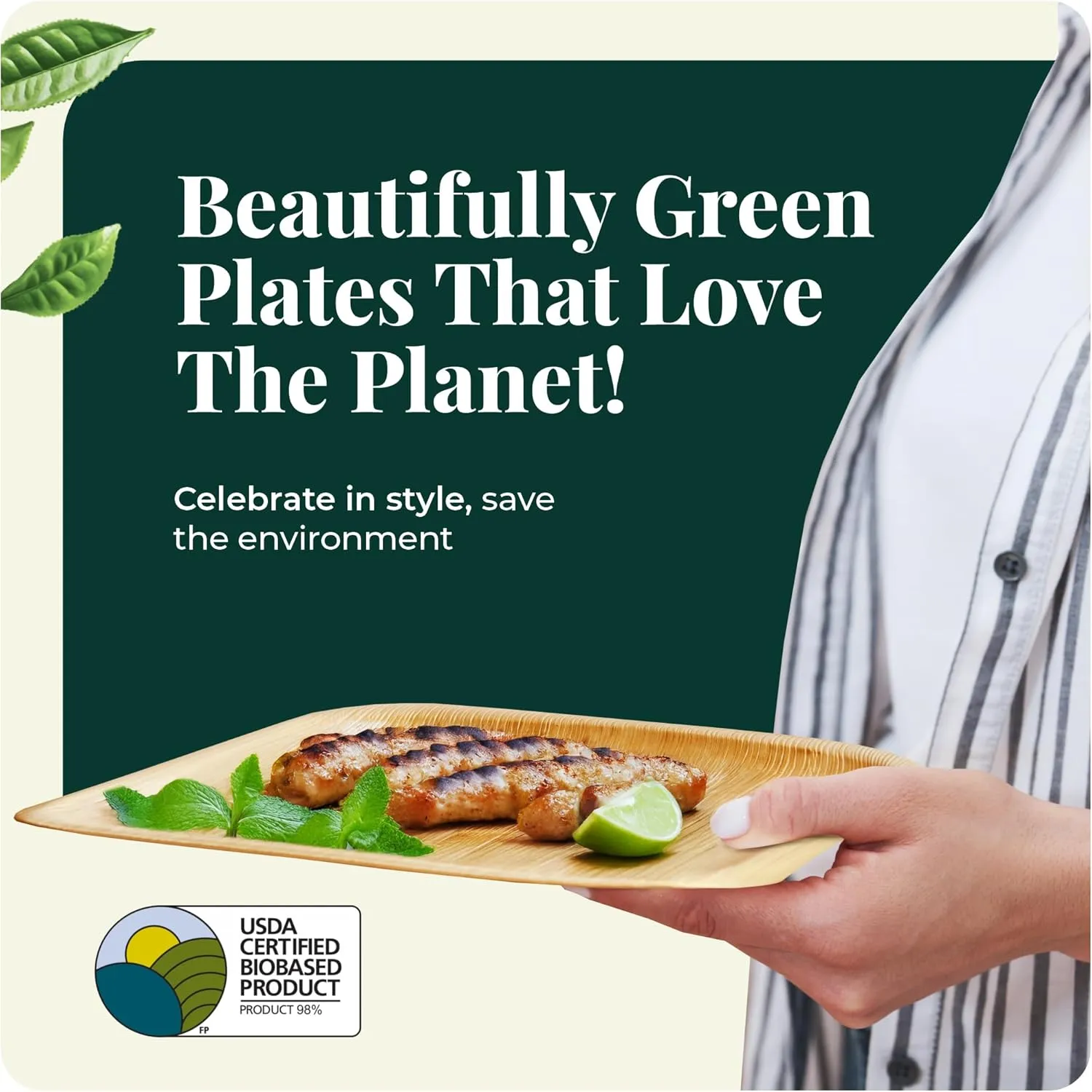 Palm Leaf Plates 4 Inch Bamboo Plate Disposable 100 Pack Small Dessert and Appetizer Square Party Plates Biodegradable Compostable Cocktail Better Than Paper Plate By KoalaLove
