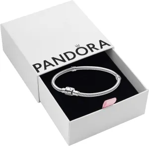 PANDORA Moments Barrel Clasp Snake Chain Bracelet - Silver Bracelet for Women - Sterling Silver - With Gift Box