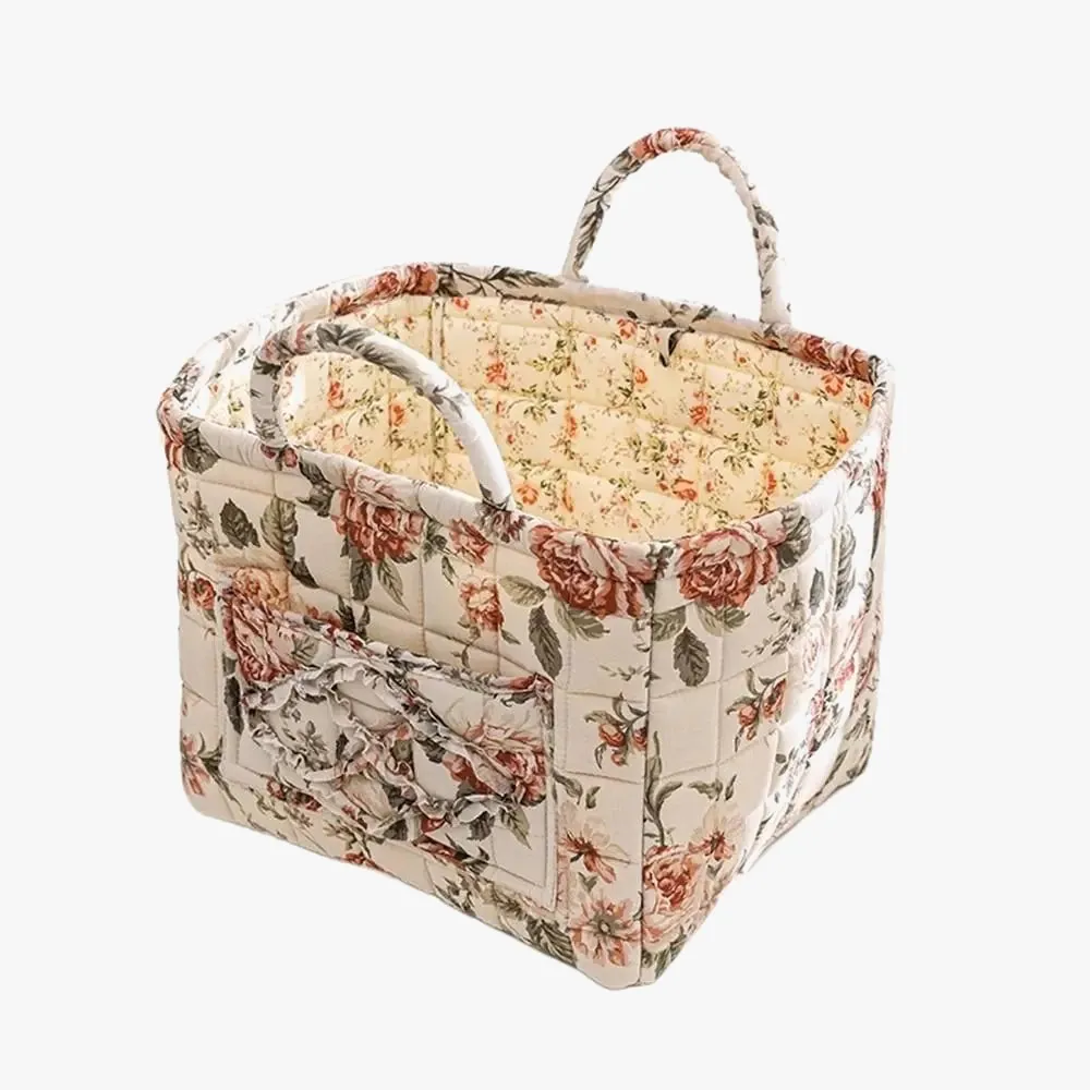 panier de rangement en tissu lavable style pastoral empilable multiusage