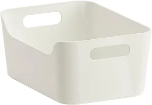 Pantry Organization And Storage Baskets, Open Storage Box Under Sink Organizers,Kitchen Cabinet and Pantry Storage Organizer Bin - two cut-out handles that make 9.4 x 6.7 x 4.3 Inches (White)
