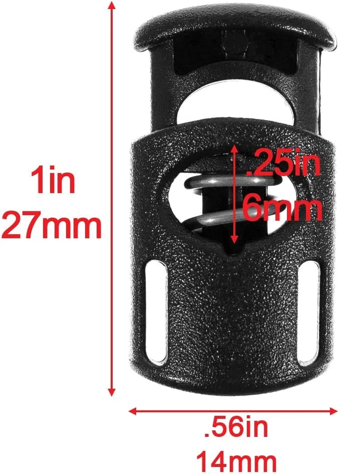 Paracord Planet Ellipse Spring Cord Lock 1/4 Inch – Paracord and Clothing – Black (25 Pack)