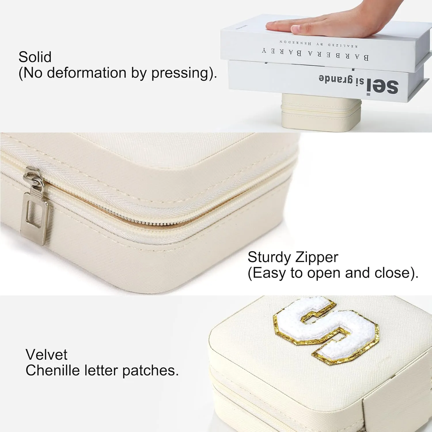 Parima Bridesmaid Gifts for Wedding Day, Women | Proposal Unique Travel Essentials Small Jewelry Box Case-Initial S White