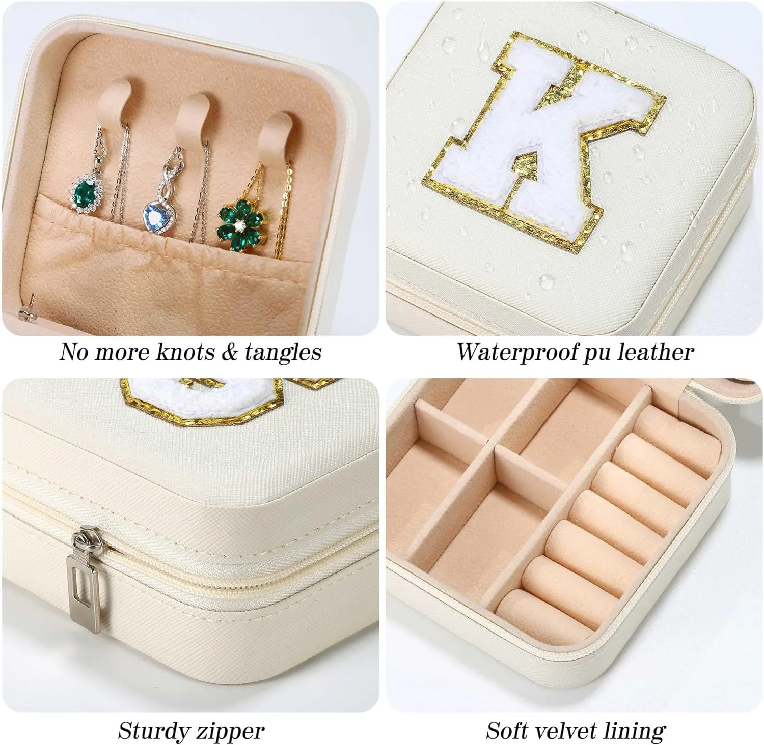 Parima Bridesmaid Gifts for Wedding Day, Women | Proposal Unique Travel Essentials Small Jewelry Box Case-Initial S White