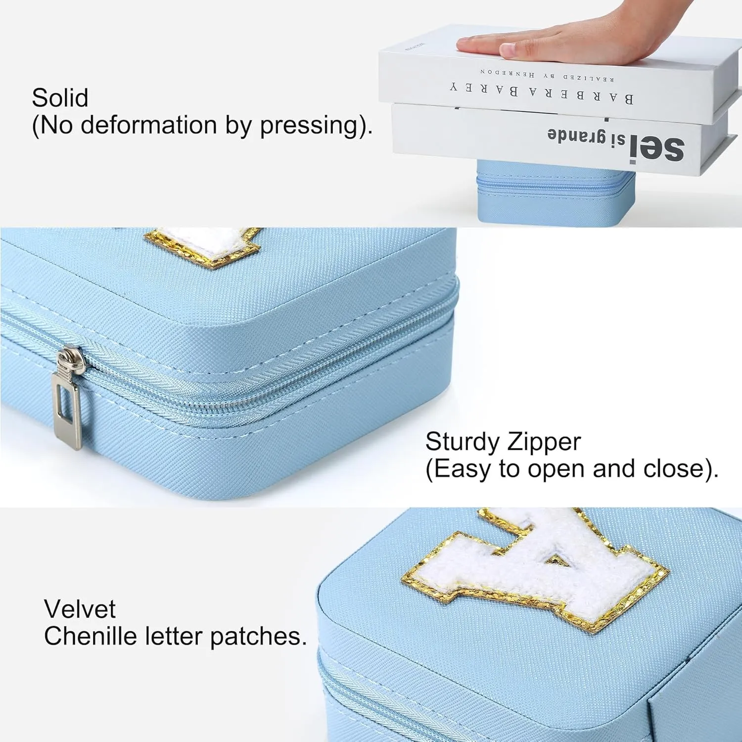 Parima Mom Gifts for Women, Travel Jewelry Case for Mother Gifts | Travel Gifts for Mother Mom from Daughters | Travel Essentials Small Jewelry Box | Jewelry Travel Organizer - Letter T, Sky Blue