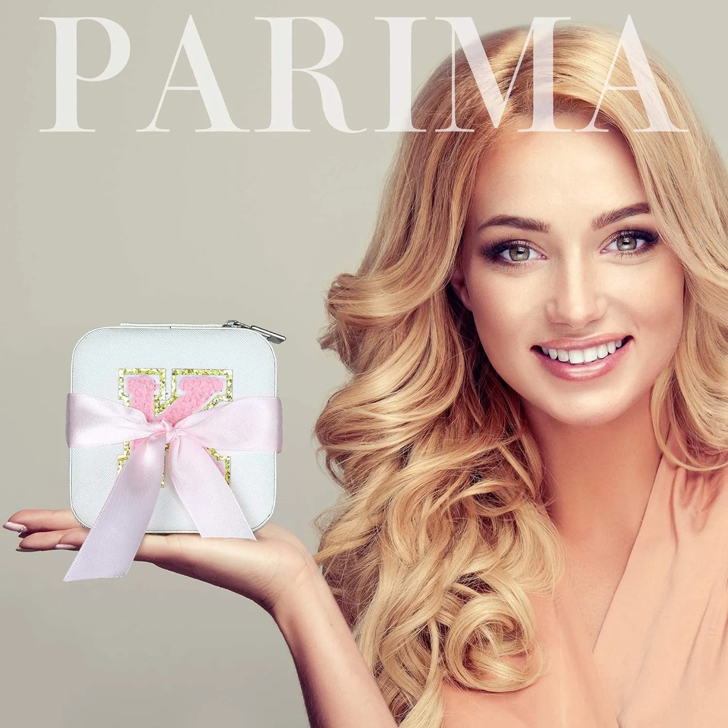Parima Teacher Gifts for Women - Teacher Appreciation Gifts for Friends Travel Must Have Jewelry Case Organizer | Travel Jewelry Box | Graduation Gifts for Friends Female - Letter E, White
