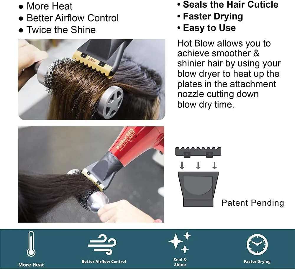 Parlux 3800 Eco Friendly Ionic & Ceramic Green Hair Dryer   M Hair Designs Hot Blow Attachment Black (Bundle) – Lightweight, Fast-Drying, Frizz-Control Blow Dryer for Salon-Quality Styling