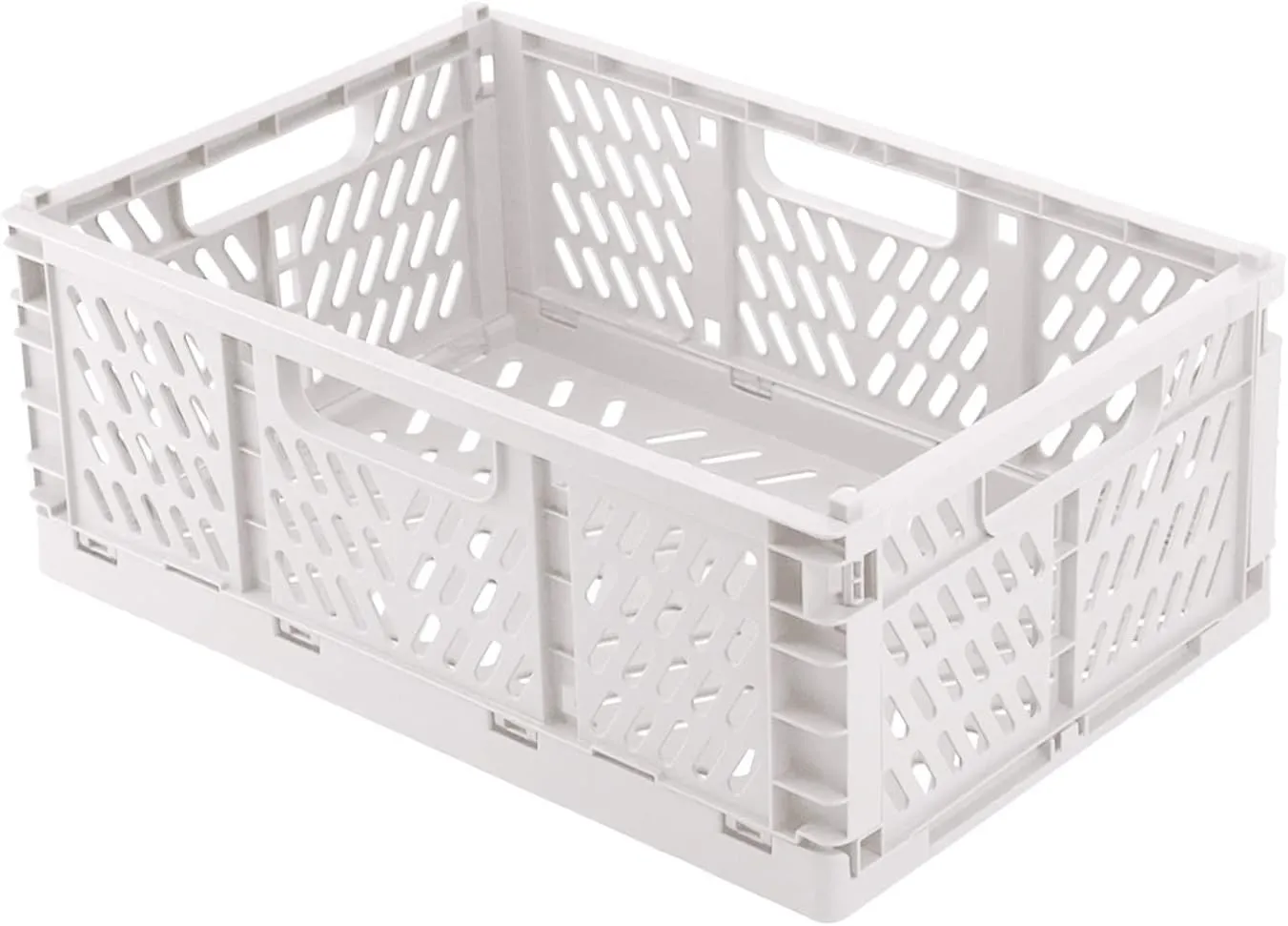 Pastel Crates, Extra Large Size(16.7 X 11.2 X 6.5 in), Storage crates plastic stackable, Desktop Storage Crates, Folding for Home Kitchen Bedroom Office.White