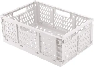 Pastel Crates, Extra Large Size(16.7 X 11.2 X 6.5 in), Storage crates plastic stackable, Desktop Storage Crates, Folding for Home Kitchen Bedroom Office.White