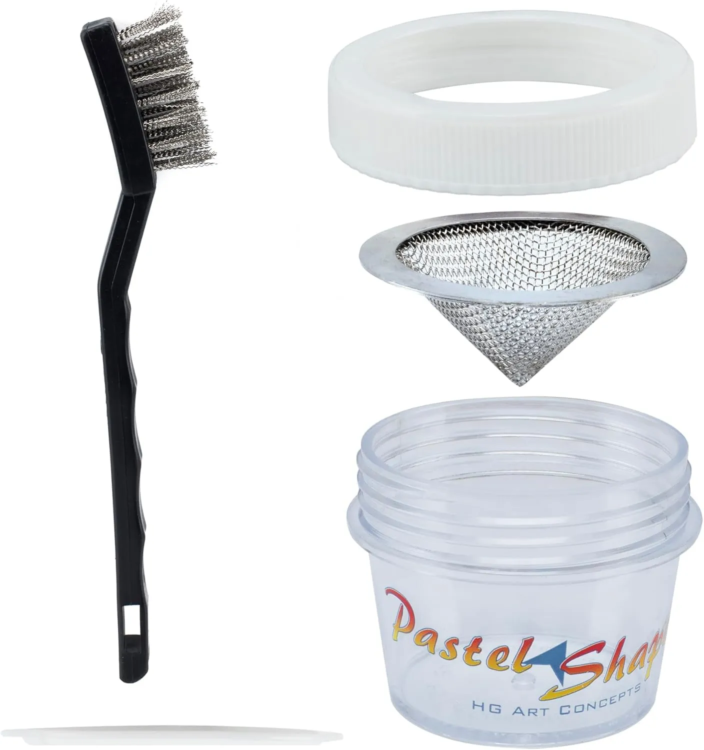 Pastel Sharpener & Shaper with Storage Jar Shapes Soft Pastels to A Point Or Shape - Complete Set with Wire Brush, Mesh Funnel & Storage Jars