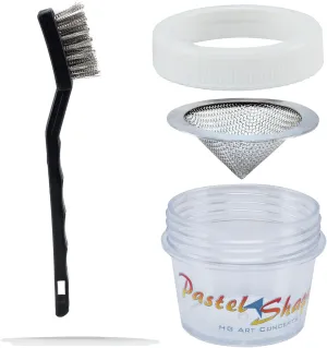 Pastel Sharpener & Shaper with Storage Jar Shapes Soft Pastels to A Point Or Shape - Complete Set with Wire Brush, Mesh Funnel & Storage Jars