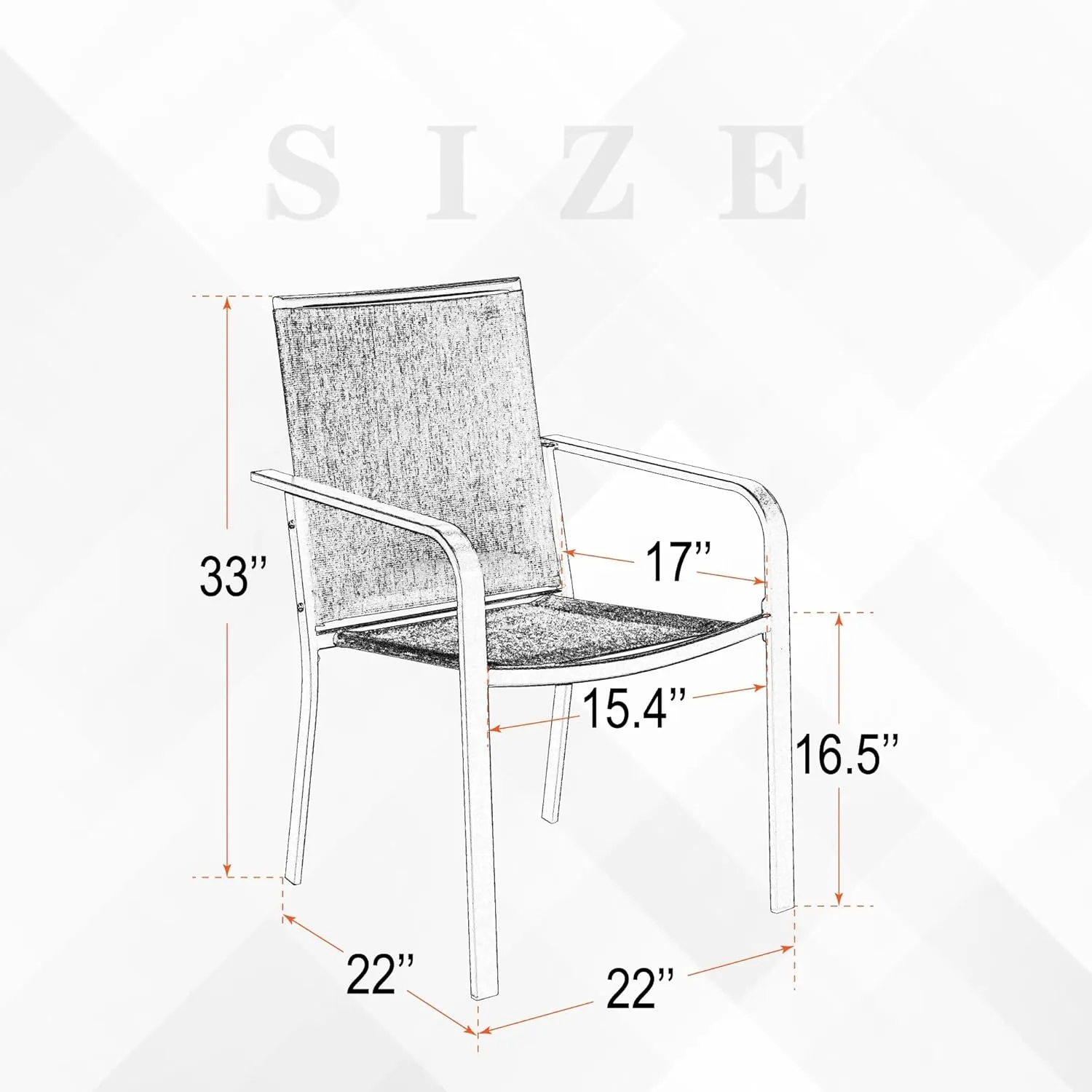 Patio Dining Chairs Set of 2 with Textilene mesh Fabric, Outdoor Space Saving Lawn Chairs for Porch Garden Backyard Poolside Sling Chairs,Black