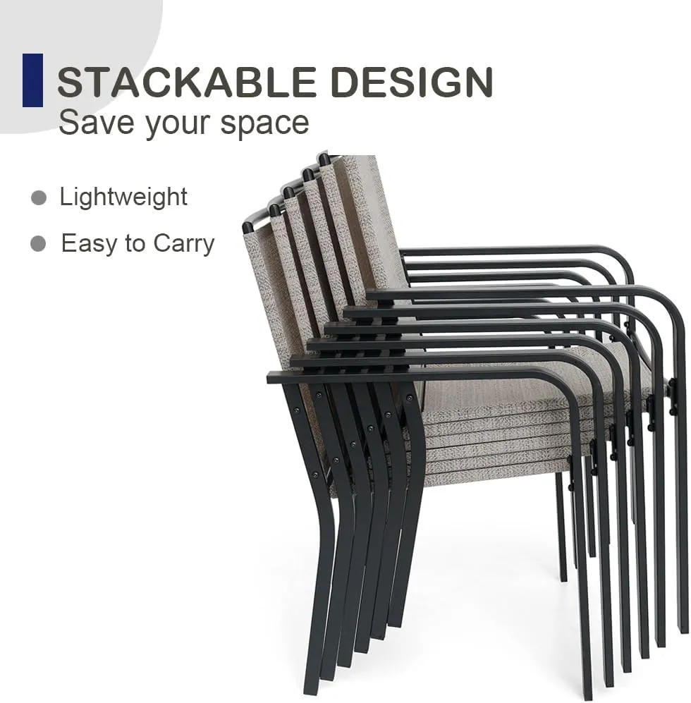 Patio Dining Chairs Set of 2 with Textilene mesh Fabric, Outdoor Space Saving Lawn Chairs for Porch Garden Backyard Poolside Sling Chairs,Black