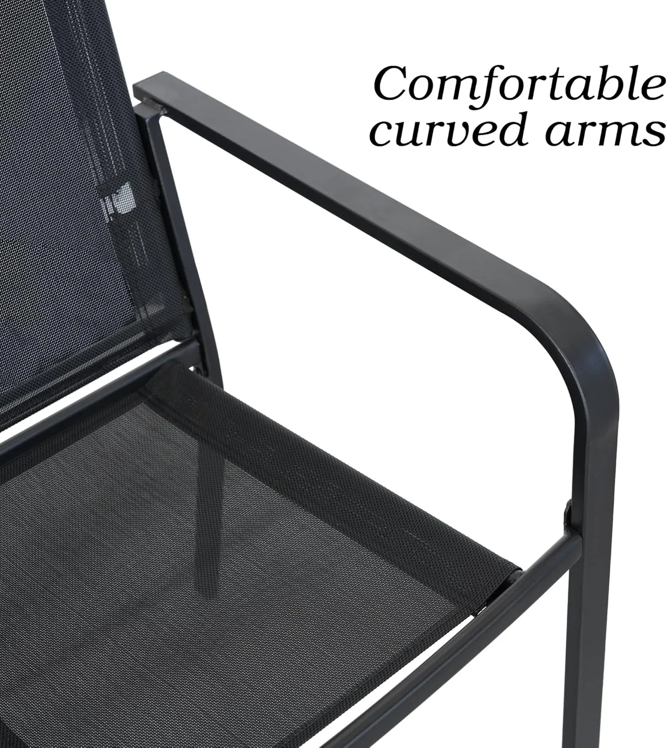 Patio Dining Chairs Set of 2 with Textilene mesh Fabric, Outdoor Space Saving Lawn Chairs for Porch Garden Backyard Poolside Sling Chairs,Black